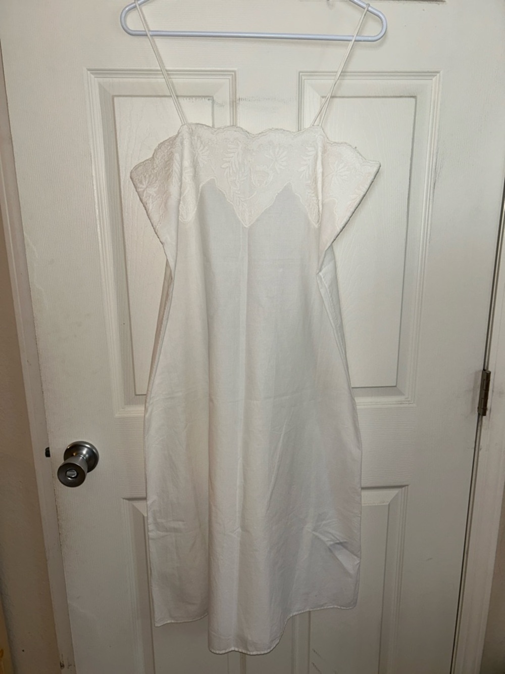 Zara 100% Cotton White Lace-Trim Slip Dress